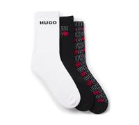 HUGO Three-pack of short-length socks with logos - Style 3P QS VALENTINE CC, 50553206 Black / White 9-11