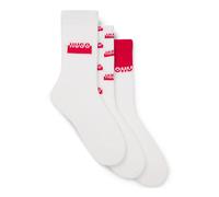 HUGO Three-pack of short-length socks with split logos - Style 3P QS SPLIT LOGO CC, 50543174 White 9-11