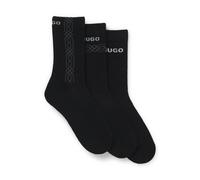 HUGO Three-pack of short socks with logo details - Style 3P QS RIB GEO CC, 50546345 Black 5.5-8