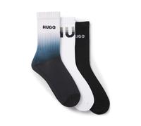 HUGO Three-pack of short socks with logos - Style 3P QS RIB RISING CC, 50553223 Black / White / Blue 5.5-8