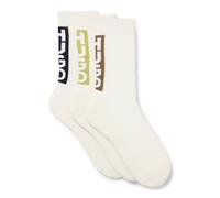 HUGO Three-pack of short socks with vertical logos - Style 3P QS BACK LABEL CC, 50521068 Light Beige 9-11