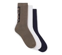 HUGO Three-pack of short socks with vertical logos - Style 3P QS BACK LABEL CC, 50521068 White / Grey / Black 5.5-8