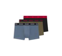 HUGO Three-pack of stretch-cotton logo-waist trunks - Style TRUNK TRIPLET PACK, 50532611 Black / Green / Blue M