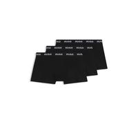 HUGO Three-pack of stretch-cotton trunks with logo waistbands - Style TRUNK TRIPLET PACK, 50469786 Black XS