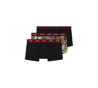 HUGO Three-pack of trunks in stretch cotton - Style TRUNK TR PLANET DES, 50545668 Black / Beige S