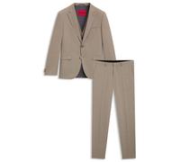HUGO Three-piece extra-slim-fit suit in stretch dobby - Style Arti/Hesten241V1X, 50557622 Beige 46R