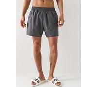 HUGO Tonal Debossed Logo Swim Shorts, Dark Grey, Size 2Xl, Men Dark Grey