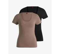 HUGO Twin Basic Short Sleeve T-shirt Women Brown Pure Black (2 units) - XS