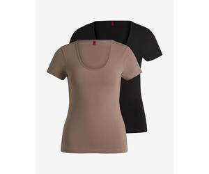 HUGO Twin Basic Short Sleeve T-shirt Women Brown Pure Black (2 units) - XS