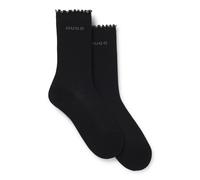 HUGO Two-pack of regular-length socks with lettuce cuff - Style 2P RS LETTUCE CC W, 50543178 Black 3-4.5