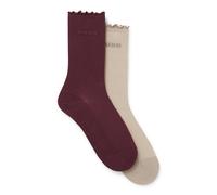 HUGO Two-pack of regular-length socks with lettuce cuff - Style 2P RS LETTUCE CC W, 50543178 Bordeaux 5.5-8
