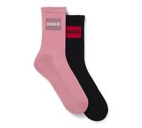 HUGO Two-pack of short-length socks with red logos - Style 2P QS RIB LABEL CC W, 50510661 Black / Pink 5.5-8