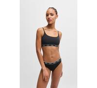 HUGO Two-pack of stretch-cotton bralettes with logo bands - Style TWIN BRALETTE STRIPE, 50469659 Black S