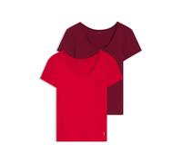 HUGO Two-pack of underwear T-shirts in stretch cotton - Style TWIN T-SHIRT RN, 50545688 Dark Red / Light Red XS