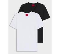 HUGO-V 2-Pack Mens V-Neck T-Shirts in Stretch Cotton - White/Black 960 - White/Black 960 - XL