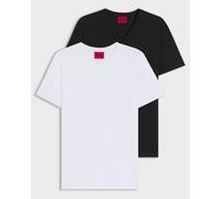 HUGO-V 2-Pack Mens V-Neck T-Shirts in Stretch Cotton - White/Black 960 - White/Black 960 - L