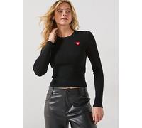 HUGO Vintage Heart Long Sleeve Top, Black, Size Xl, Women Black