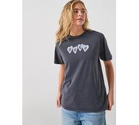 HUGO Vintage Heart T-Shirt, Black, Size S, Women Black