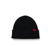 HUGO Virgin-wool beanie hat with red logo - Style Xola, 50524570 Black pcs.