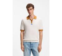 HUGO Waffle-knit polo in cotton with contrast trims - Style Siablo, 50564218 Natural M