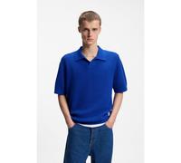 HUGO Waffle-structure knit polo with Johnny collar - Style Spero, 50557344 Blue L