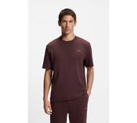 HUGO Waffle-structured pyjama T-shirt with embroidered logo - Style Austin T-Shirt, 50532011 Brown S