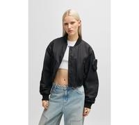 HUGO Water-repellent bomber jacket with attached Happy HUGO pocket - Style Foraia-1_B, 50542360 Black XL