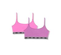 HUGO Women's 2-Pack Repeat Logo Cotton Stretch Bralettes Bra, Opaque, Pink Carnation/Fuchsia Red, L