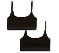 HUGO Women's 2-Pack Tonal Logo Cotton Stretch Bralettes Bra, Opaque, Black Tar, XS