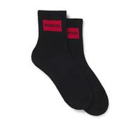 HUGO Womens 2P QS RIB LABEL CC W Two-pack of short-length socks with red logo labels