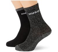 HUGO Women's 2p Qs Shiny PIQ Cc W 10273374 Quarter_Socks, Black, 35-38