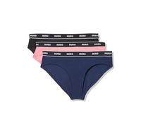 HUGO Women's 3-Pack Repeat Logo Cotton Stretch Briefs, Black / Navy / Dusty Petal Pink, XS