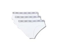HUGO Women's 3-Pack Repeat Logo Cotton Stretch Briefs, Cloud Dancer, M