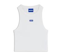 HUGO Womens Baby Tank B Cropped Stretch-Cotton Tank top with Blue Logo Label