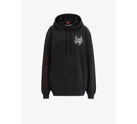 Hugo Womens Black Graphic-print Relaxed-fit Cotton-jersey Hoody L