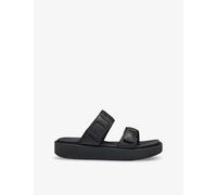 Hugo Womens Black Logo-badge Flat Leather Sandals Eur 37 / 4 Uk Women