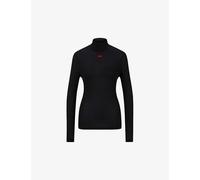 Hugo Womens Black Slim-fit Branded Stretch Rib-knit Jumper S