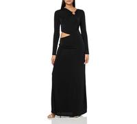 HUGO Women's Cut Out Ruched Detail Long Dress, Black Jade, S