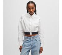 Hugo Womens Evesia Relaxed-Fit Blouse in White Cotton - Size 8 UK