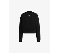 Hugo Womens Hugo Brand-Embroidered Relaxed-Fit Cotton-Jersey Sweatshirt Black XS