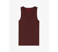 Hugo Womens Hugo Brand-Embroidered Ribbed Cotton-Blend Vest Top Brown Overflow M