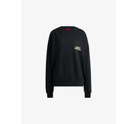 Hugo Womens Hugo Branded-Print Relaxed-Fit Cotton-Jersey Sweatshirt Black S