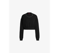 Hugo Womens Hugo Chain-Embellished Cropped Stretch Cotton-Blend Sweatshirt Black M