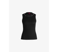Hugo Womens Hugo Round-Neck Ribbed Stretch-Jersey Vest Black L