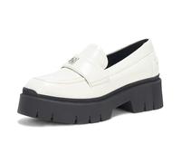 HUGO Women's Kris Chunky Platform Leather Loafer, Natural White, 4 UK