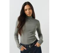HUGO Women's Mock-Neck Stretch-Cotton Logo Top, Green, Size Xl, Women Green