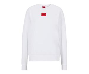 HUGO Womens Nakira redlabel Regular-fit cotton sweatshirt with logo label White