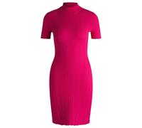Hugo Womens Sareply Mock Neck Short Sleeve Knee Length Dress in Bright Pink - Size 8 UK