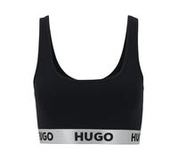 Hugo Womens Sporty Logo Bralette in Black Cotton - Size 8 UK