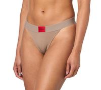 HUGO Women's Square Logo Cotton String Thong Panties, Taupe Grey, S